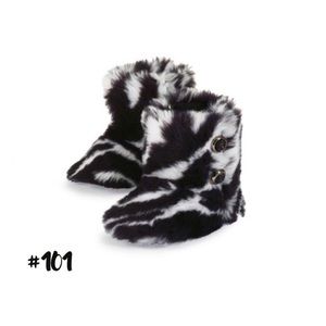 NEW Mud Pie Zebra Faux Fur Booties 6-12 Months